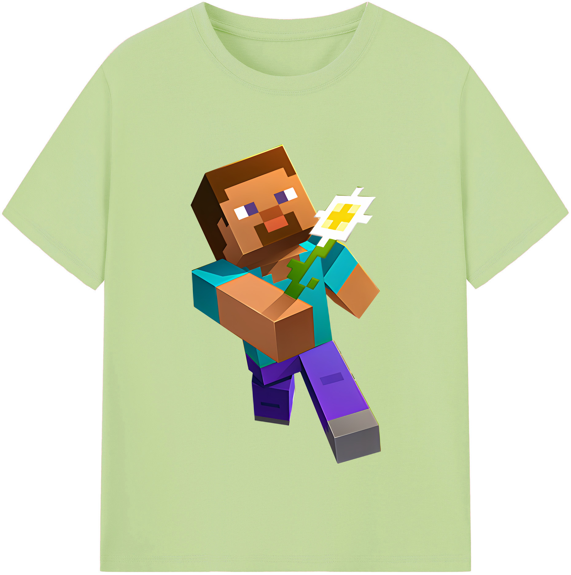 （画像用） マインクラフト ブロックの世界 Minecraft MC Block world 綿100％半袖Tシャツ（フロントプリント）